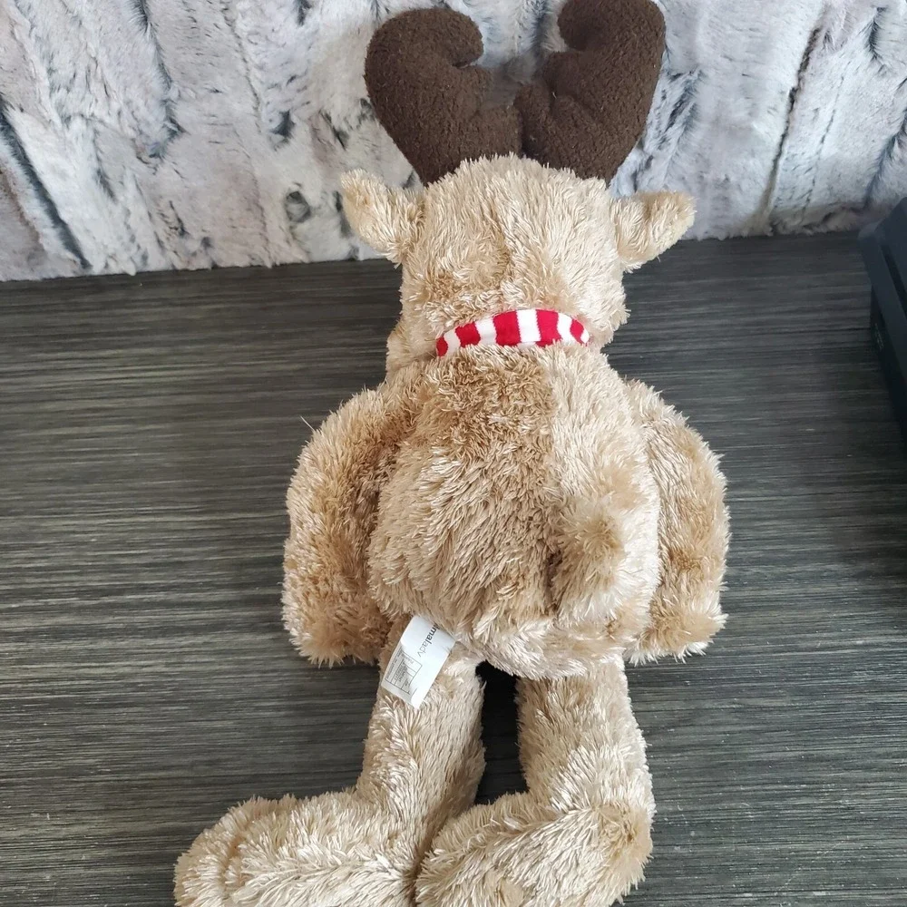 Animal Adventure Brown Reindeer 13' Plush Red Antlers Plus Cozy Scarf Christmas